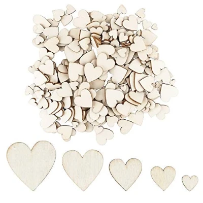 Afbeelding van Ideen mit Herz 250 stuks houten harten om te knutselen en decoreren, 5 verschillende maten, 1 3 cm, natuurlijke kleur, ideaal als bruiloftsdecoratie, tafeldecoratie, strooidecoratie