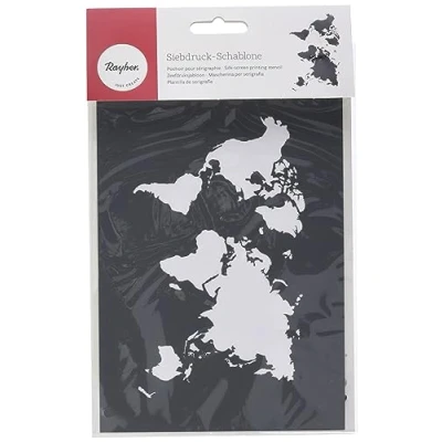 Image de Pochoir carte du Monde A5 + spatule Rayher