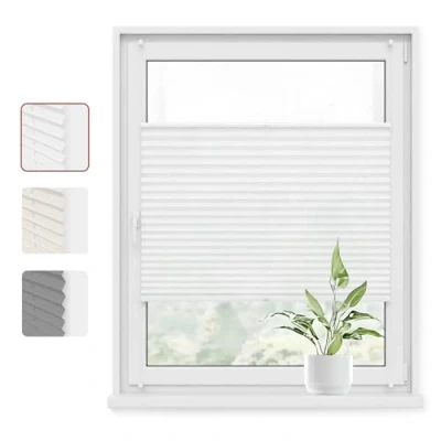 Afbeelding van WOLTU® VH5567ws rolgordijn met plooien zonder boren voor ramen of deuren, 70 x 220 cm, wit