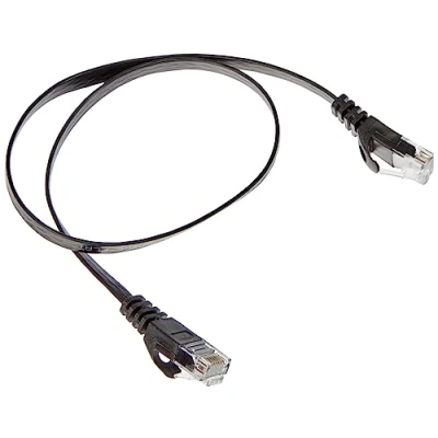 Afbeelding van PremiumCord Platte netwerkkabel, ethernet, LAN en patch Cat6, UTP, flexibele RJ45 kabel, snel robuust, 1 Gbit/s, AWG30/7, 100% Cu koperen zwart, 0,5 m