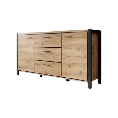 Afbeelding van Meubella Dressoir Acapulco Eiken Zwart 180 cm