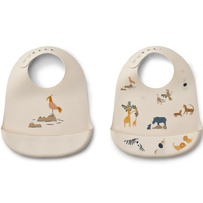 Afbeelding van Liewood Tilda BIB Unisex 2 PACK Slabbetje voor kinderen, Maat: One Size, Sandy