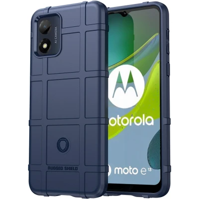Afbeelding van iMoshion Hoesje Geschikt voor Motorola Moto E13 Siliconen Rugged Shield Backcover Donkerblauw