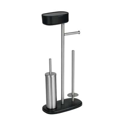 Afbeelding van WENKO Toiletbutler Rivazza RVS zwart Toiletborstel met houder, Toiletrolhouder, Reserverolhouder en Opbergbox