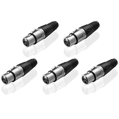 Afbeelding van Sienoc XLR 3 polige vrouwelijke soldeermicrofoon microfoon zwart micro 5 stuks