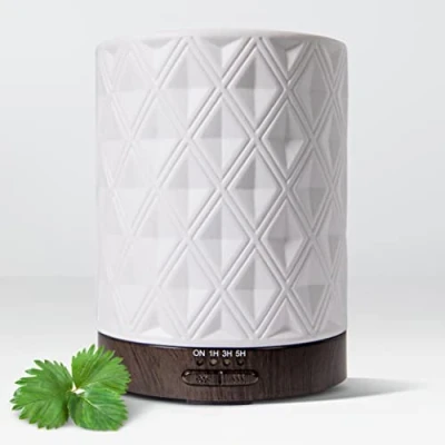 Afbeelding van Earnest Living Diffuser voor etherische oliën thuis, 250 ml witte keramische diffuser, timer, nachtlampje, automatische uitschakelfunctie, diffusers de