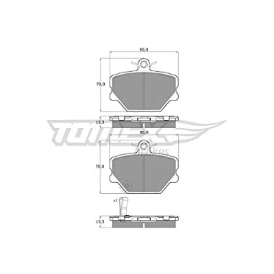 Afbeelding van TOMEX brakes TX 15 07 Remblokkenset Vooras Met akoestische slijtagewaarschuwing SMART: Fortwo II Coupe, Convertible, City Coupe