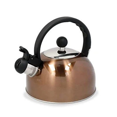 Afbeelding van La Cafetière Fluitende waterkoker van roestvrij staal, koperlook, bruin, 1,3 liter
