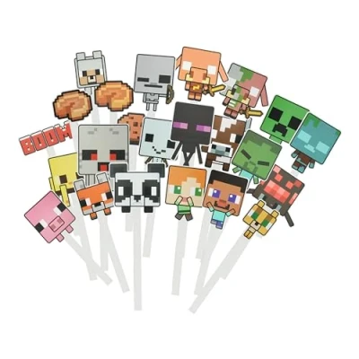 Afbeelding van Paladone Minecraft 58 accessoires en 40 eetstokjes voor verjaardagsfoto&#039;s