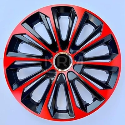 Afbeelding van NRM wieldoppen 14&quot; zwart met rood set van 4 stuks ABS / Duurzaam Resistant