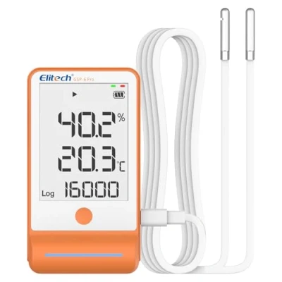 Afbeelding van Elitech GSP 6 Temperatuur en Vochtigheid Gegevens Recorder, Groot LCD scherm, 16.000 Punten voor de Koudketen