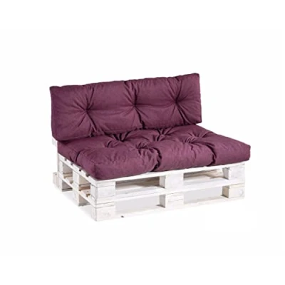 Afbeelding van gewatteerde palletkussens, tuinkussens, kussens, kussensets, zitkussen, rugkussen (zitkussen 120 x 80, doorgestikt, paars)