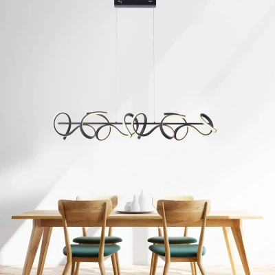 Afbeelding van Curls LED hanglamp, zwart, metaal, 99 cm lang, dimbaar