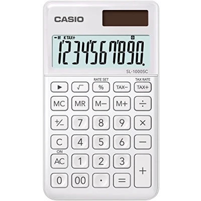 Afbeelding van Casio SL 1000 SC WE zakrekenmachine, wit