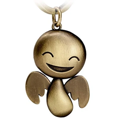 Afbeelding van FABACH Beschermengel sleutelhanger Happy schattige engel hanger van metaal geschenk geluksbrenger auto rijbewijs voorzichtig, antiek brons