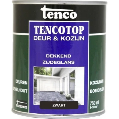 Afbeelding van Tencotop Deur &amp; Kozijn Dekkend Zijdeglans Zwart 750 ml