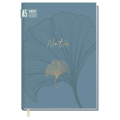 Afbeelding van A5 geruit notitieboek [Blue Ginkgo], 124 pagina&#039;s, 62 vellen, ideaal als dagboek, ideeënboek, schrijfboek, klimaatvriendelijk en duurzaam