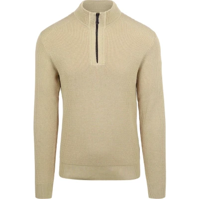 Afbeelding van No Excess Trui Jacquard Half Zip Creme 3XL