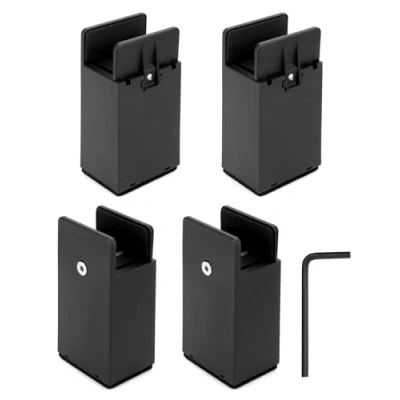 Afbeelding van QWORK® Set van 4 robuuste meubelverhogers 10,2 cm voor bedden, banken, tafels, stoelen hoog zwart 350 kg draagvermogen geschikt meubelpoten met een breedte