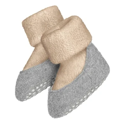 Afbeelding van FALKE Baby Cosyshoe antislip noppen merinowol huissokken pantoffels meisjes jongens beige Maat 19 20
