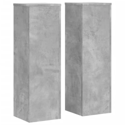 Afbeelding van Plantenstandaards 2 st 25x25x80 cm bewerkt hout betongrijs