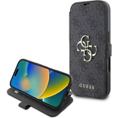 Afbeelding van Guess GUBKP16M4GMGGR iPhone 16 Plus 6,7&quot; zwart/zwart boek 4G metalen logo