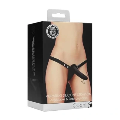 Afbeelding van Vibrating Silicone Strap On Adjustable Black