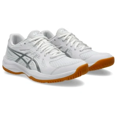Afbeelding van Asics Upcourt 6 Tennisschoenen voor alle ondergronden, Dames, Maat: 42.5, White/pure silver Imitatieleer/ textiel