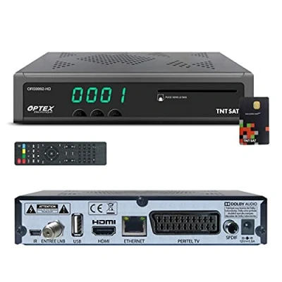 Image de Récepteur décodeur tnt gratuite par satellite optex ors9992 hd avec carte d’accès tntsat, port usb pour mises a jour et enregistrements