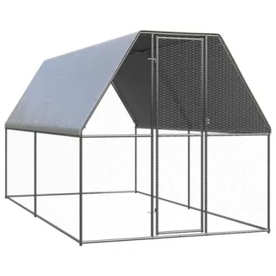 Afbeelding van vidaXL Buitenhok voor kippen 2x4x2 m gegalvaniseerd staal