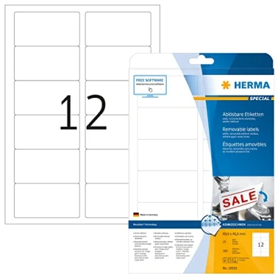 Afbeelding van Etiket HERMA 10010 88.9x46.6mm verwijderbaar wit 300stuks