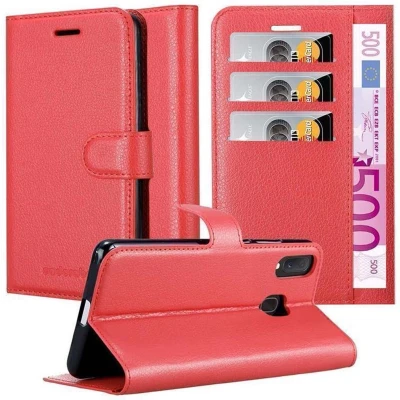 Afbeelding van Cadorabo Hoesje geschikt voor Samsung Galaxy A40 in KARMIJN ROOD Beschermhoes met magnetische sluiting, standfunctie en kaartvakje Book Case Cover Etui