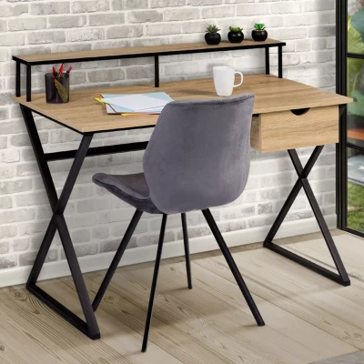 Afbeelding van Bureau 1 tiroir ENZO pieds croisés design industriel