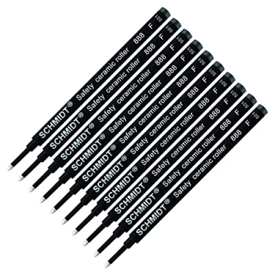 Afbeelding van 888F Set van 10 vullingen voor keramische rollerbalpen, zwart