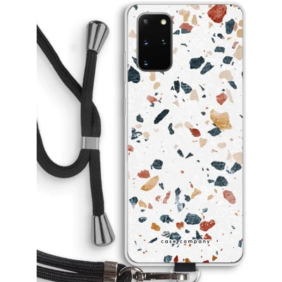 Afbeelding van Case Company® hoesje met Koord geschikt voor Samsung Galaxy S20 Plus Terrazzo N4 Telefoonhoesje Zwart Bescherming aan alle Kanten en Over de Schermrand