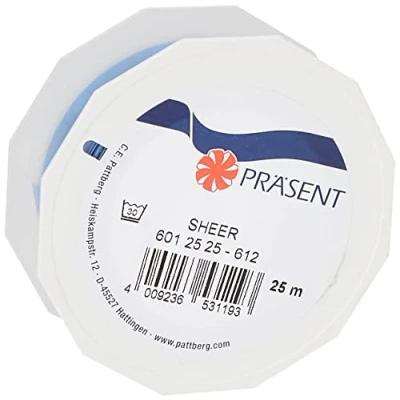 Afbeelding van C.E. Pattberg Organza band, transparant, lichtblauw, 27 meter lang, 2,5 cm breed, accessoires voor decoratie en knutselen, decoratieband, cadeaulint elke gelegenheid