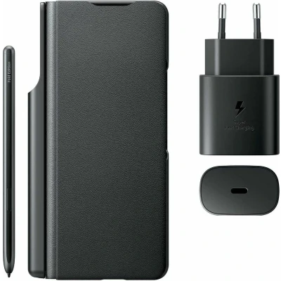Afbeelding van Flip Hoesje met S Pen &amp; 25W adapter Samsung Galaxy Z Fold3 5G Zwart