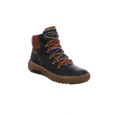 Afbeelding van Josef Seibel Maren Veterboots, Dames, Maat: 42, Schwarz/multi Leer en textiel