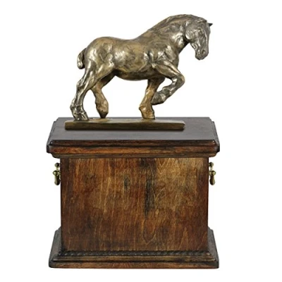 Afbeelding van Elegante urn voor paardenas met beeldje van een hond
