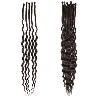 Afbeelding van Dreadlock 20 inch synthetische haarextensies met fijne krullende uiteinden 0,6 cm aan één kant golvende dreadlocks, zachte 15 strengen/verpakking (50 cm, 1#)