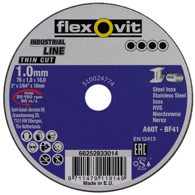 Afbeelding van Flexovit doorslijpschijf vlak thin cut Inox 115x1x22,23mm