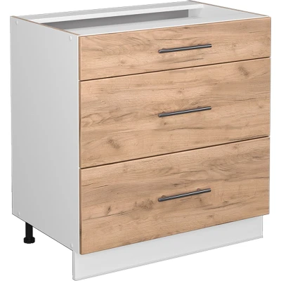 Afbeelding van Vicco Badkamerkast Fame Line, Krachtige eik goud/Wit, 80 x 81.6 cm met 3 laden, zonder werkblad