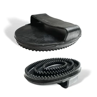 Image de Pferdelinis Curry Peigne en Caoutchouc pour Toilettage, Nettoyage et Massage Brosse avec Patte Idéal Chevaux, Chiens, Chats la Santé le Bien être (2 x