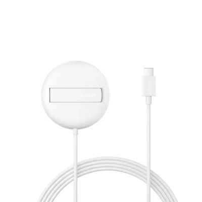 Afbeelding van Belkin Draadloos laadstation (15 W, Qi2 gecertificeerd en MagSafe compatibel, voor alle iPhone 16, Samsung Galaxy S25, AirPods enz., zonder netadapter, wit)