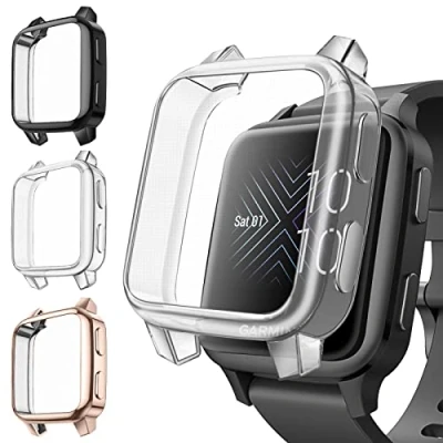 Afbeelding van FINTIE 3 stuks displaybeschermfolie compatibel met Garmin Venu Sq 2 / Music/Venu Sq/Venu Music, zachte TPU volledige beschermhoes