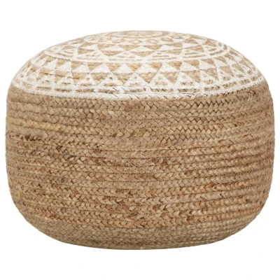 Afbeelding van Poef handgemaakt 45x30 cm jute wit
