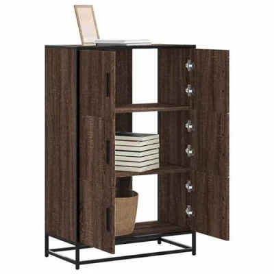 Image de vidaXL Buffet haut chêne marron 68x35x106,5 cm bois ingénierie métal849073