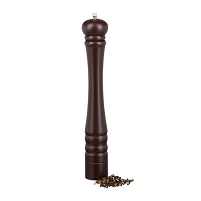 Afbeelding van Relaxdays pepermolen 40 cm berkenhout keramiek maalwerk kruidenmolen zoutmolen chocoladebruin