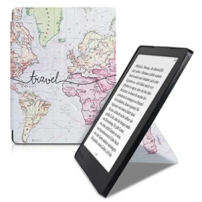 Afbeelding van kwmobile E reader hoesje geschikt voor Kobo Aura H2O Edition 2 hoes Ereader flip case met standaard cover van kunstleer In zwart / meerkleurig
