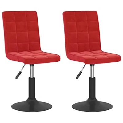 Afbeelding van vidaXL Eetkamerstoelen draaibaar 2 st fluweel wijnrood